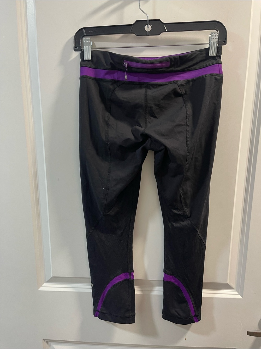 lululemon athletica Black Capri Leggings with Purple Waistband - Picture 4 of 4